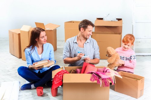 Preparing boxes and essentials for a move in Finsbury Park