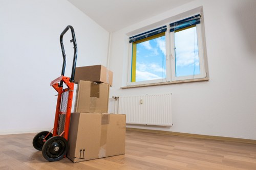 Packed household items ready for removals in North London