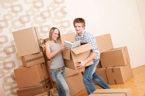Furniture and boxes being prepared for a local move