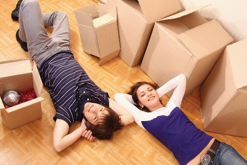 Furniture and packed boxes ready for a local move in Finsbury Park