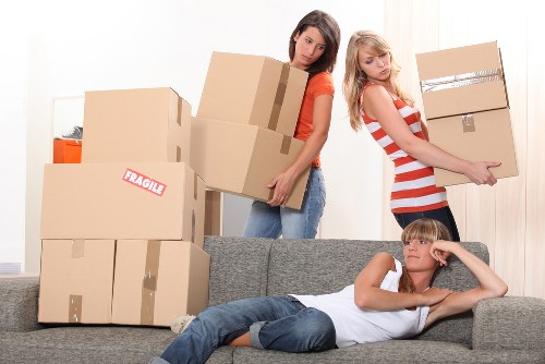 Van loaded with boxes and furniture for a North London removal job
